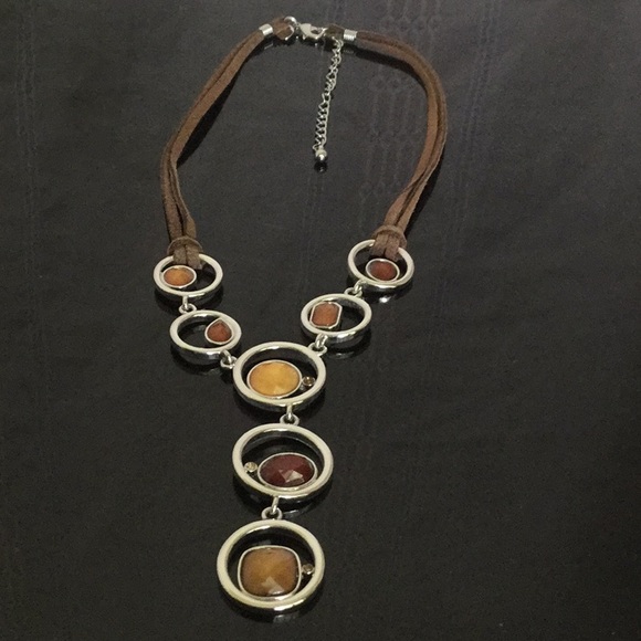 Vtg.20”LiaSophiaNecklaceSilverRingsW/FacetedStones - Picture 3 of 8